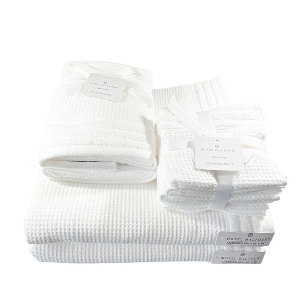 NEW Hotel Balfour OVERSIZED WHITE BATH TOWEL 9 Piece Set - Picture 1 of 8